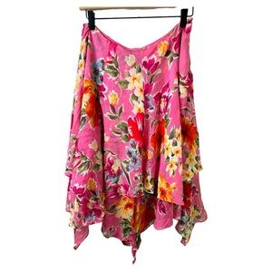 Lauren Ralph Lauren Pink Floral Asymmetrical Skirt